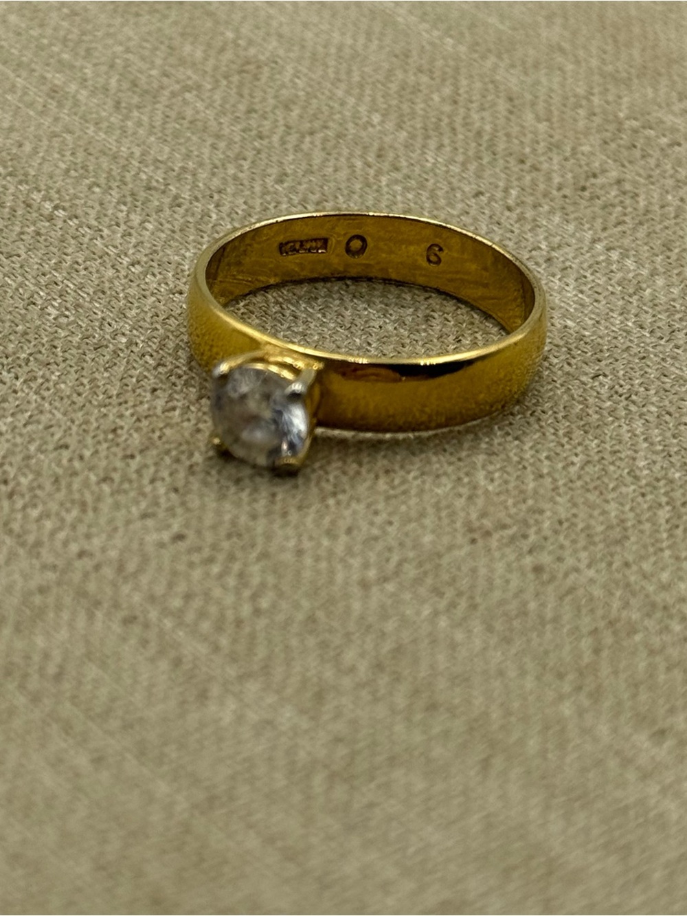 Classic Gold Solitaire Ring with Clear Stone
